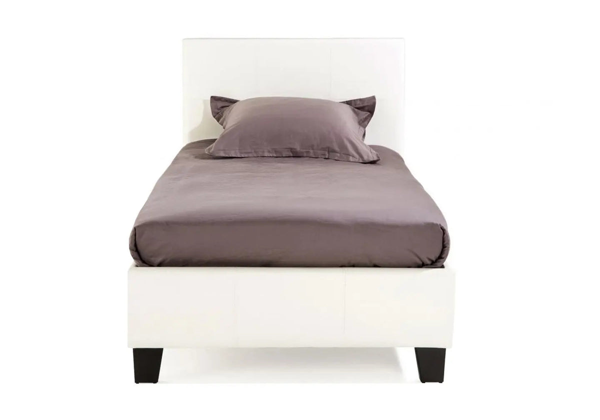 Cadre de lit simple simili cuir blanc moderne | Lido