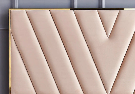 Lit double design en beige et métal doré | Zyro