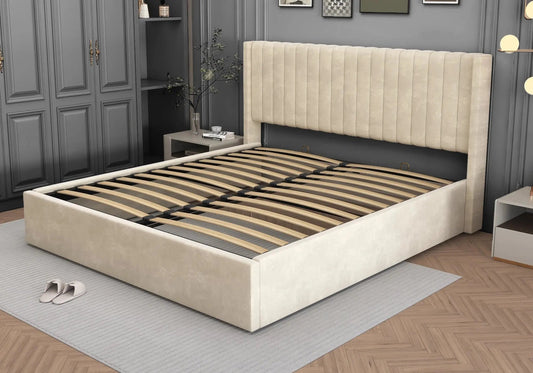 Lit coffre en beige design et confort | Kiro