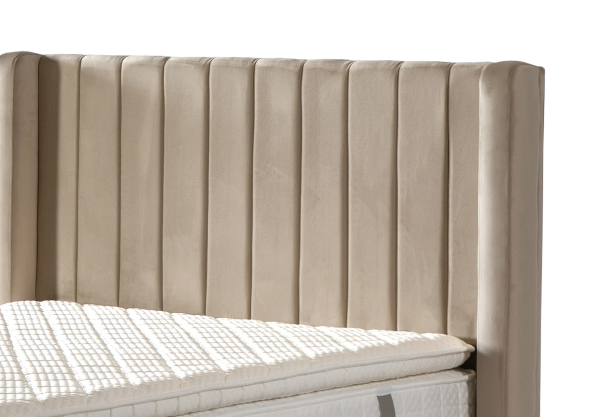 lit coffre 2 places velours taupe tokyo - Vue 3 - KOORIS