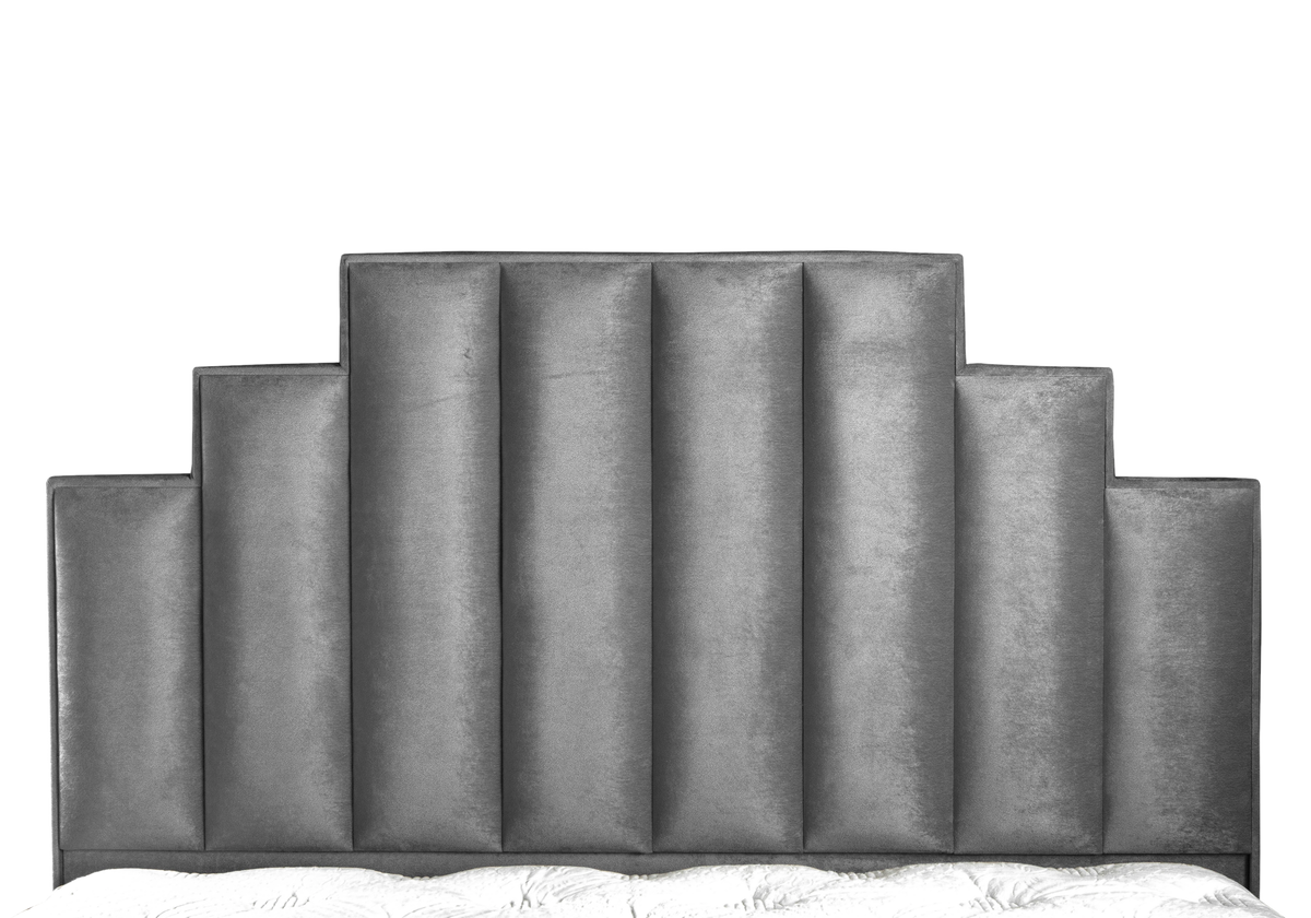 lit coffre relevable velours gris cannele polo - Vue 3 - KOORIS