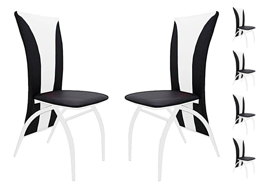 Lot de 6 chaises simili blanc et métal chromé | Tide