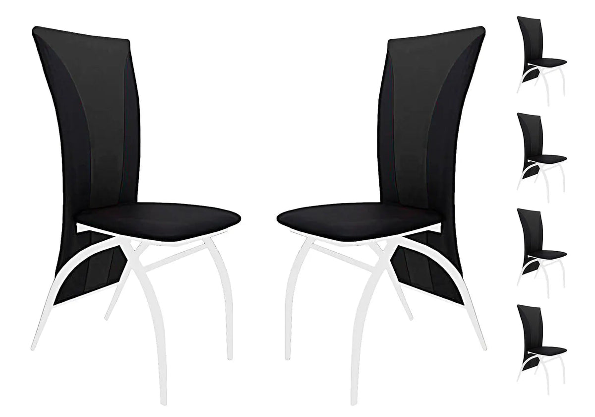 Lot de 6 chaises modernes simili noir et chromé | Tide
