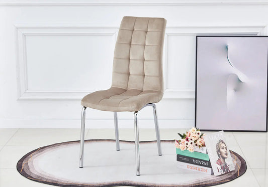 Lot de 6 chaises en taupe capitonnées | Saga