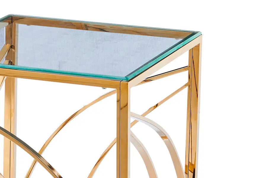 Petite table d'appoint dorée verre pour salon | Nyro