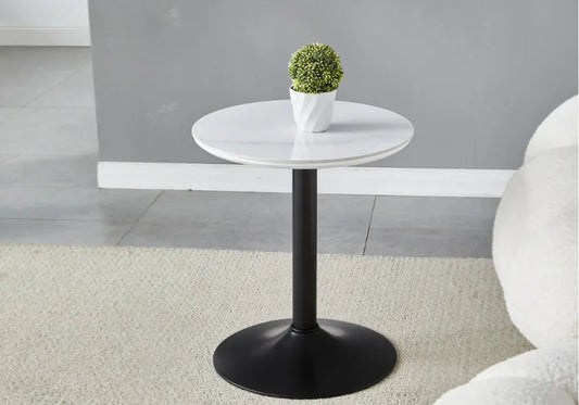 Table d'appoint noire en céramique marbre gris | Kaelo