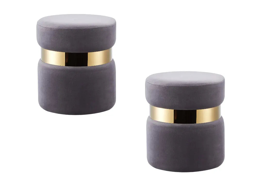 Pouf d'appoint design en anthracite et doré | Vian