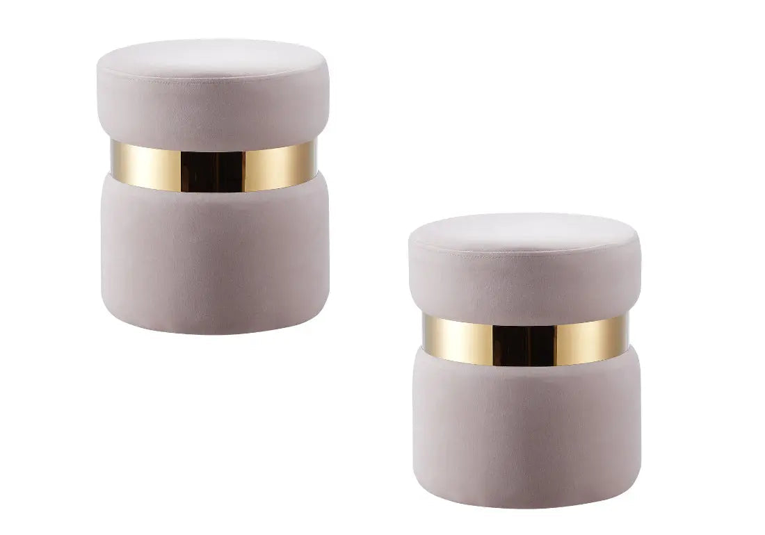 Pouf design en beige et structure dorée | Vian