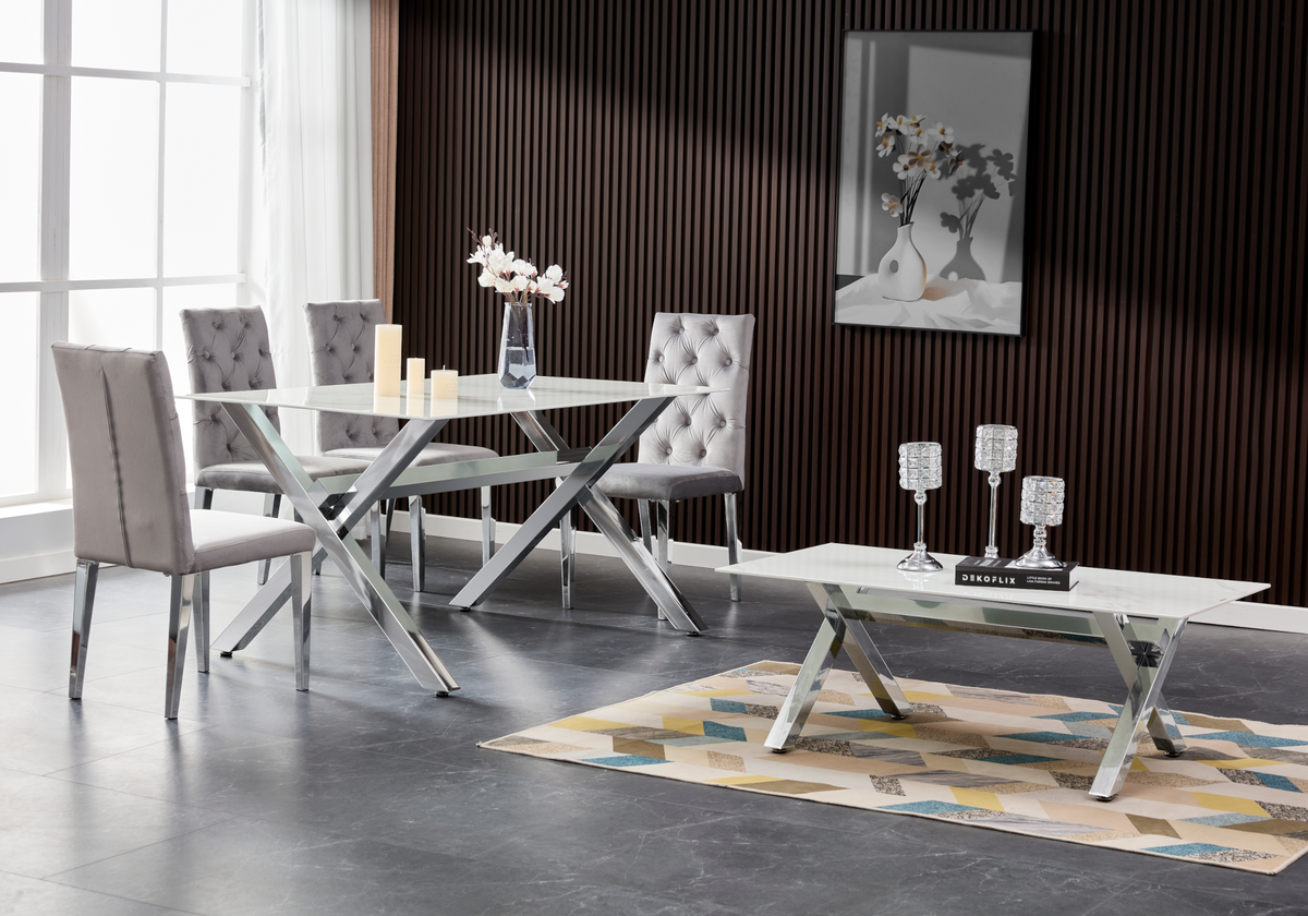 Table basse marbre blanc et pieds x argent | Zyro