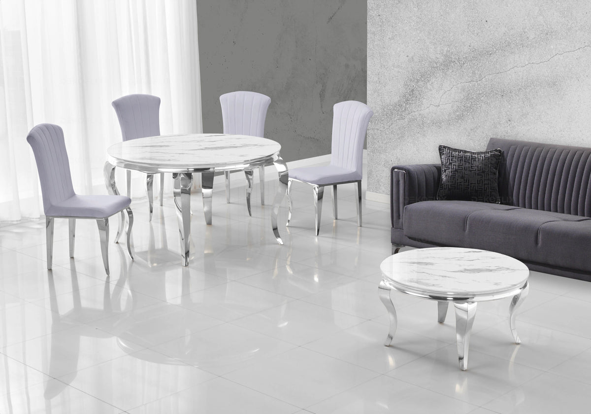 Lot de 6 chaises en gris et pieds argent | Zyra
