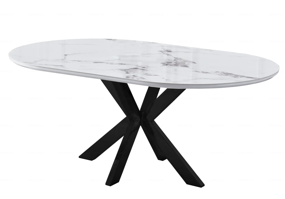Ensemble table marbre blanc et 4 fauteuils velours | Zenix