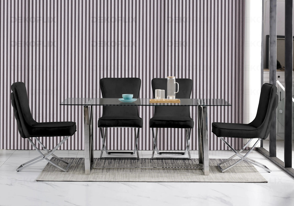 Lot de 2 chaises capitonnées noir et argent | Korva