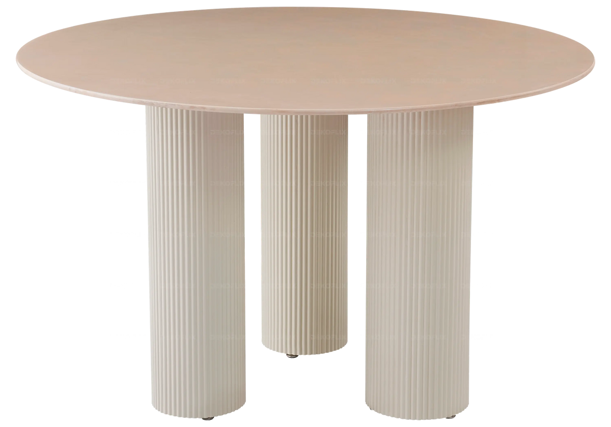 Table à manger moderne en céramique beige brillant | Kivox