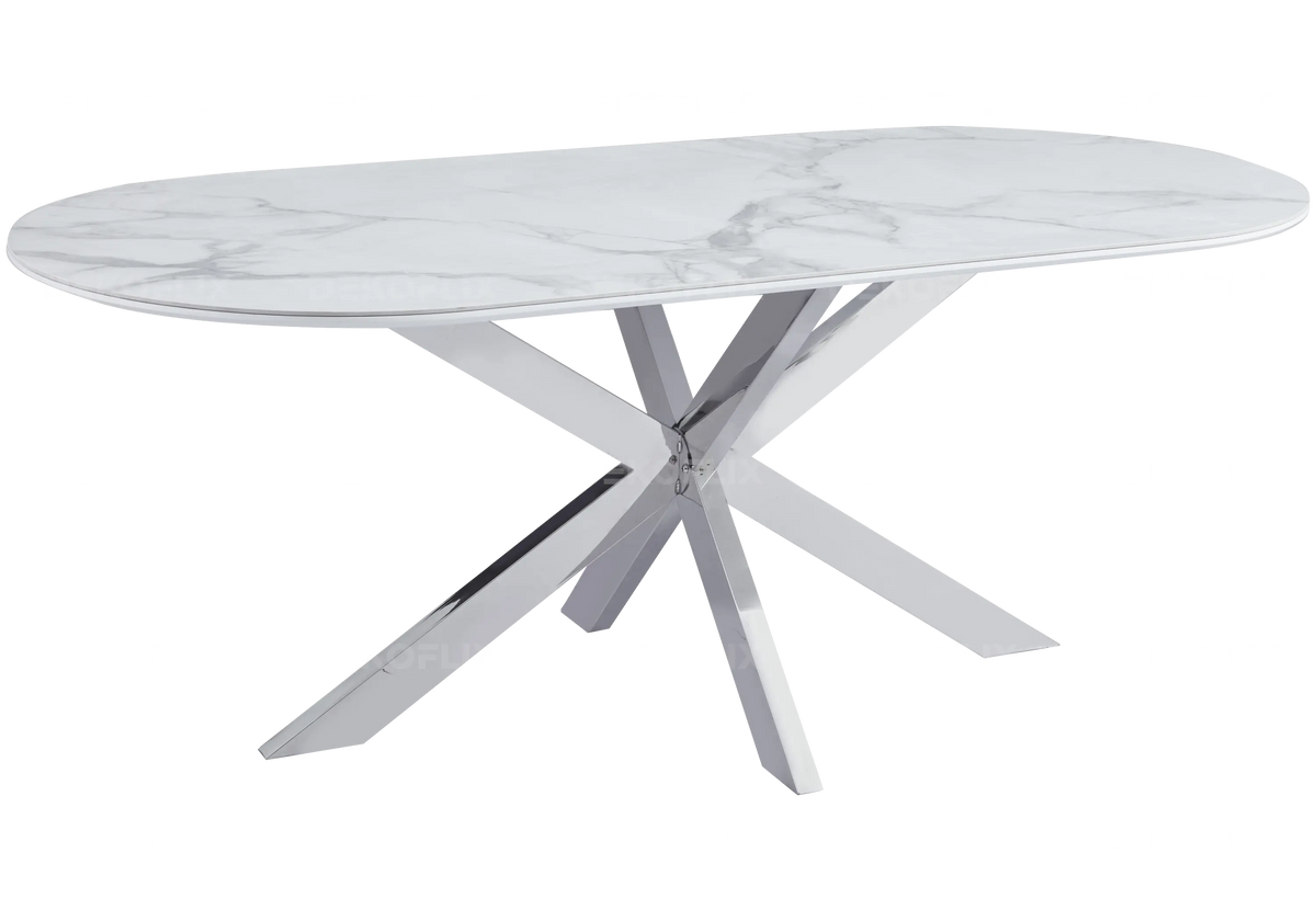 Table à manger design en céramique marbre blanc | Vexta