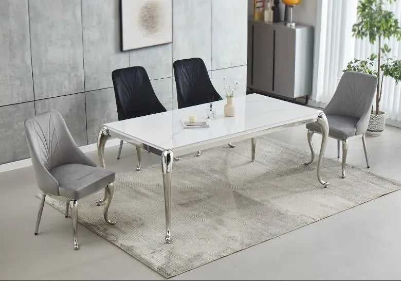 Table à manger moderne en céramique marbre blanc | Zelix