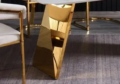 Table à manger en céramique marbre blanc et chrome | Nexa