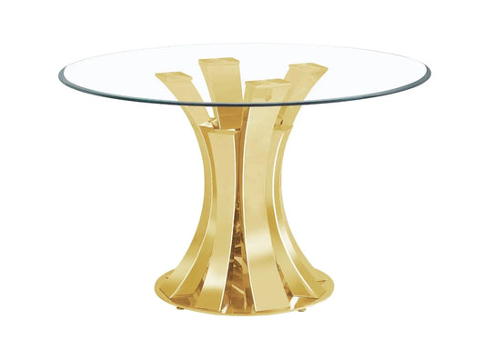 Table à manger en céramique marbre blanc et dorée | Vexta