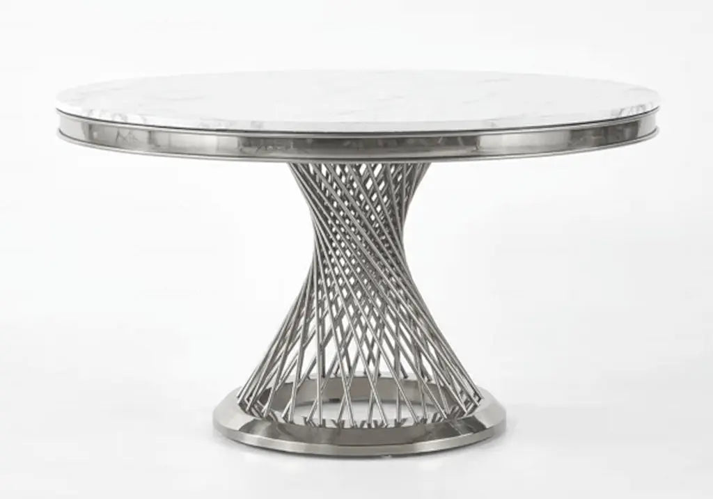 Table à manger ronde élégante marbre blanc | Cael