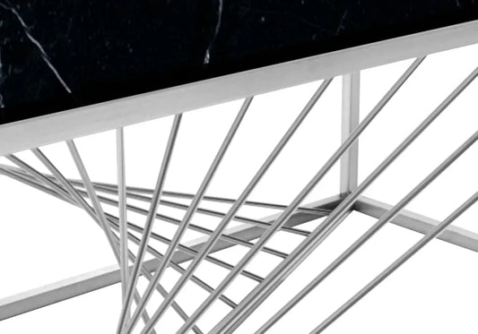 Table basse argentée verre effet marbre noir | Cael