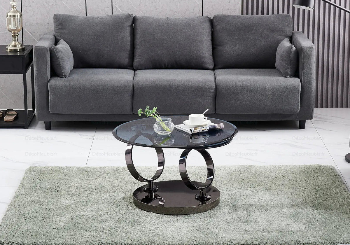 Table basse articulée noire à plateaux pivotants | Kynix