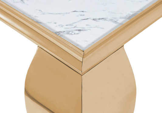 Table basse carrée finition marbre blanc et doré | Halo