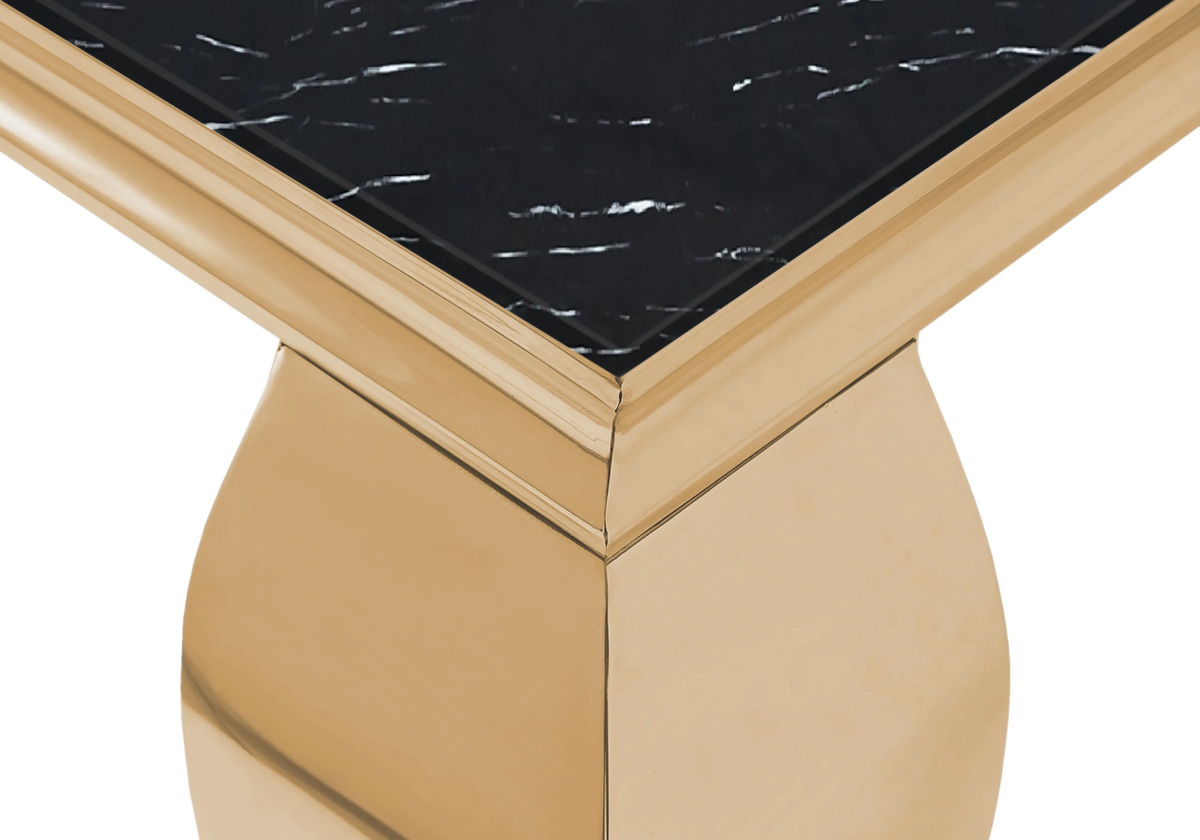 Table basse carrée effet marbre noir et doré | Halo