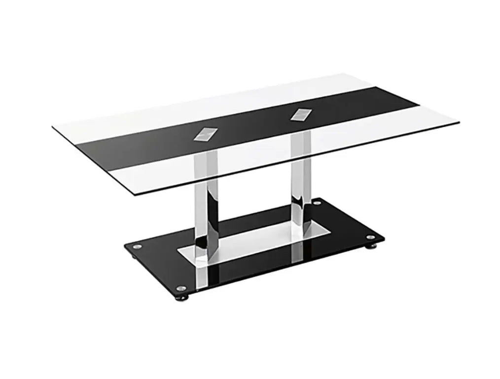 Table basse design verre trempé et métal chromé | Arkis