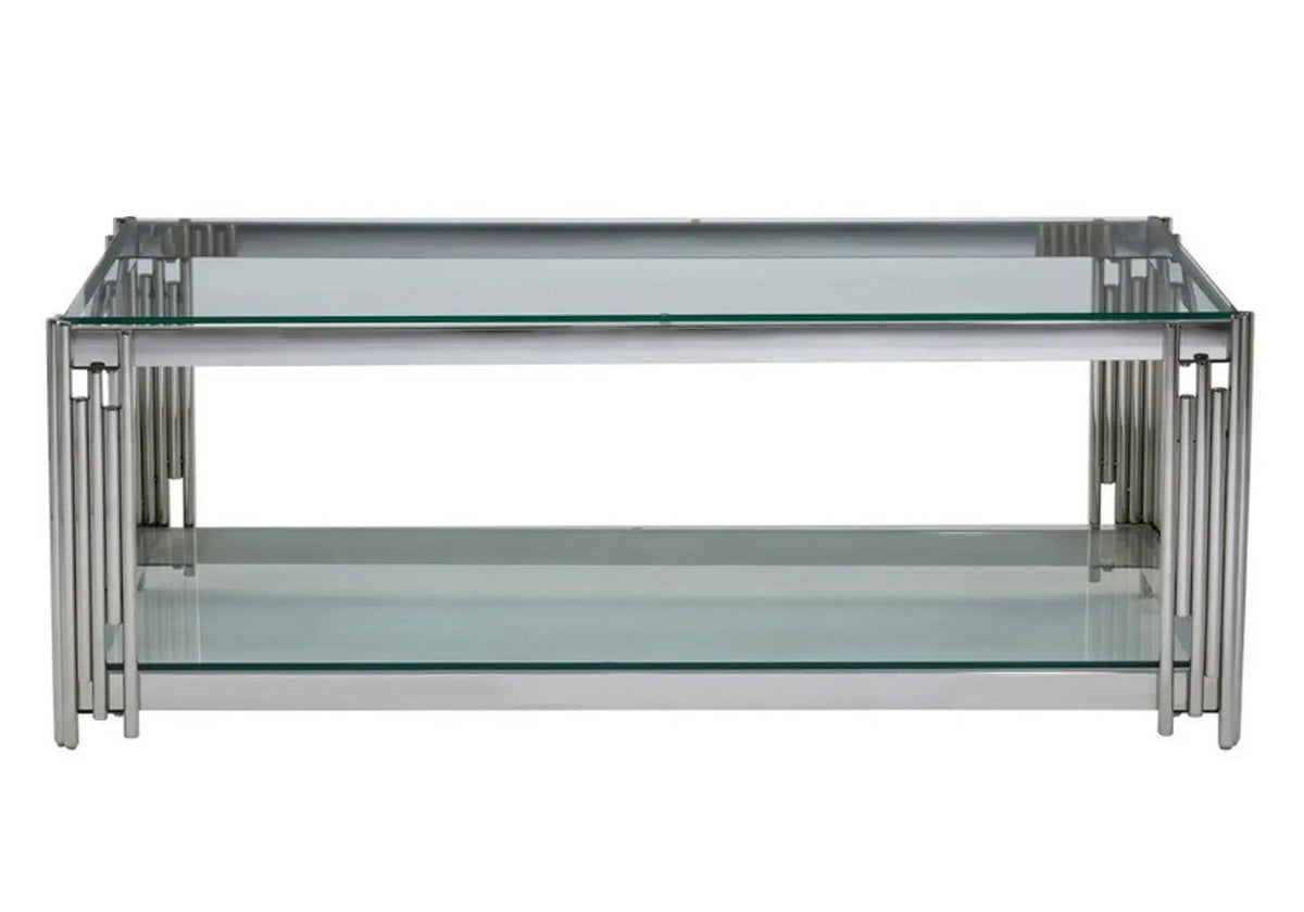 Table basse design moderne verre et acier chromé | Zalys