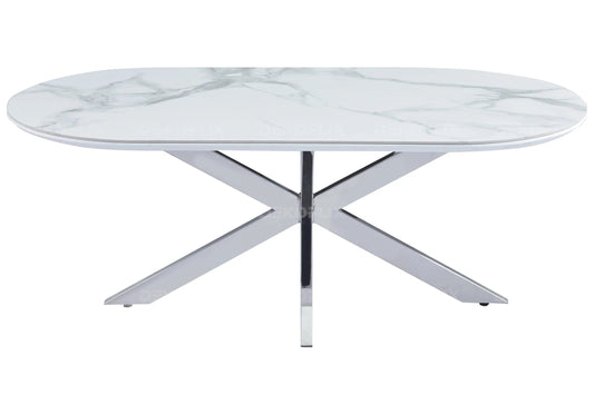 Table basse en céramique marbre blanc et métal doré | Vexta