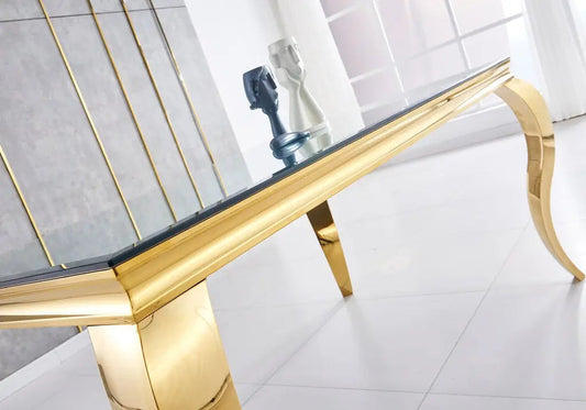 Table basse rectangulaire miroir et acier doré | Halo