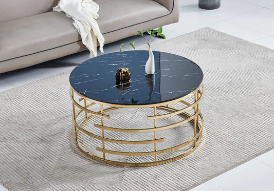 Table basse verre transparent et métal doré | Zelvo