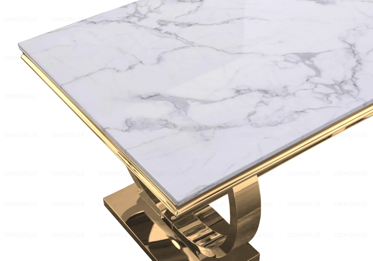 Table basse effet marbre blanc et acier doré | Zyra