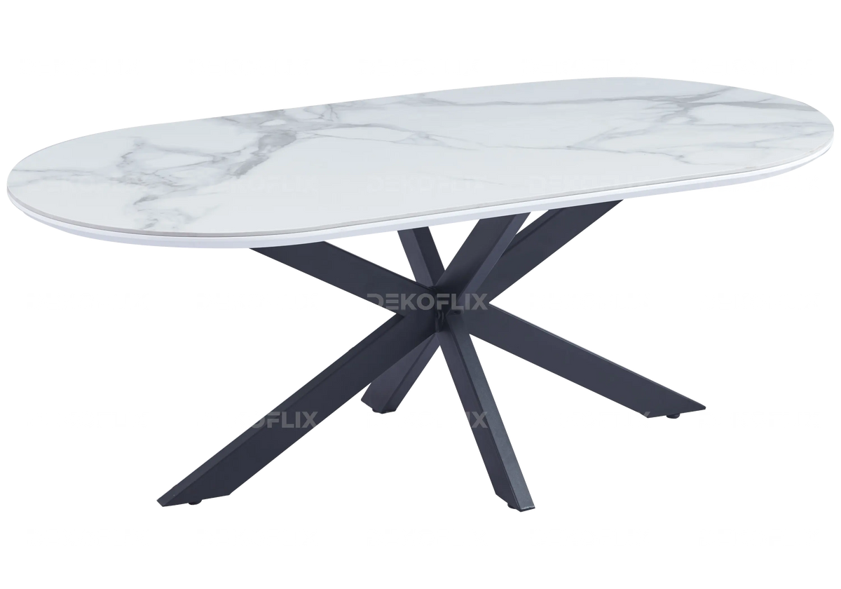Table basse noire en céramique et marbre blanc | Vexta