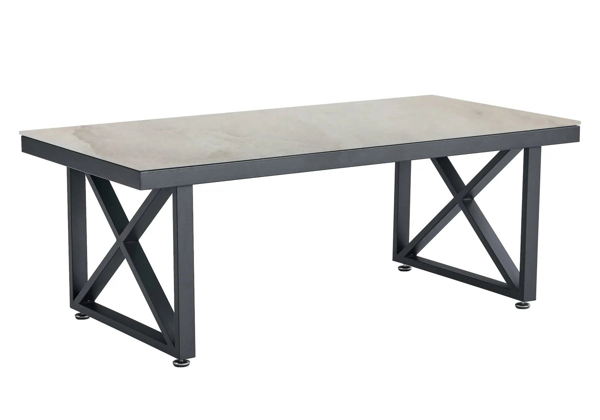 Table basse design noire et marbre beige pour salon | Zyra