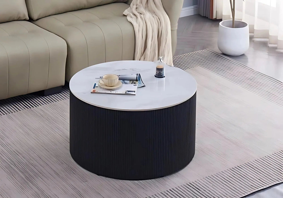Tables basses rondes céramique marbre blanc | Zyrox