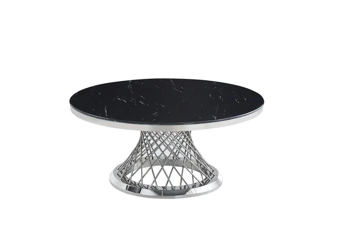 Table basse ronde finition marbre noir pour salon | Cael