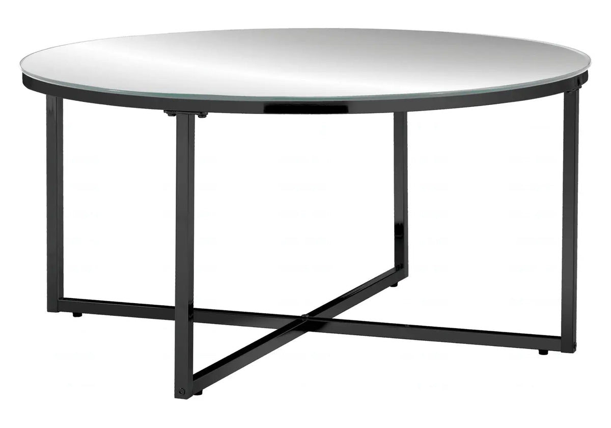 Table basse ronde noire et plateau marbre blanc | Zyra