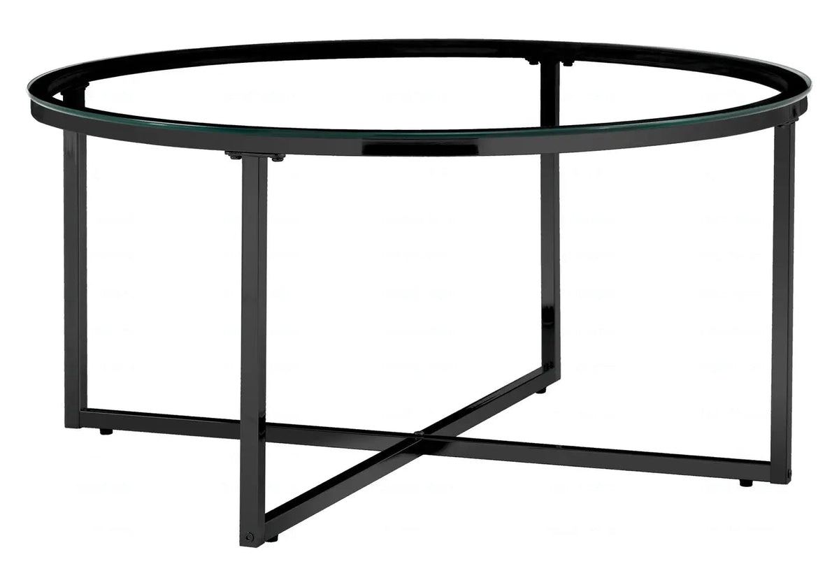 Table basse ronde noire style marbre pour salon | Zyra