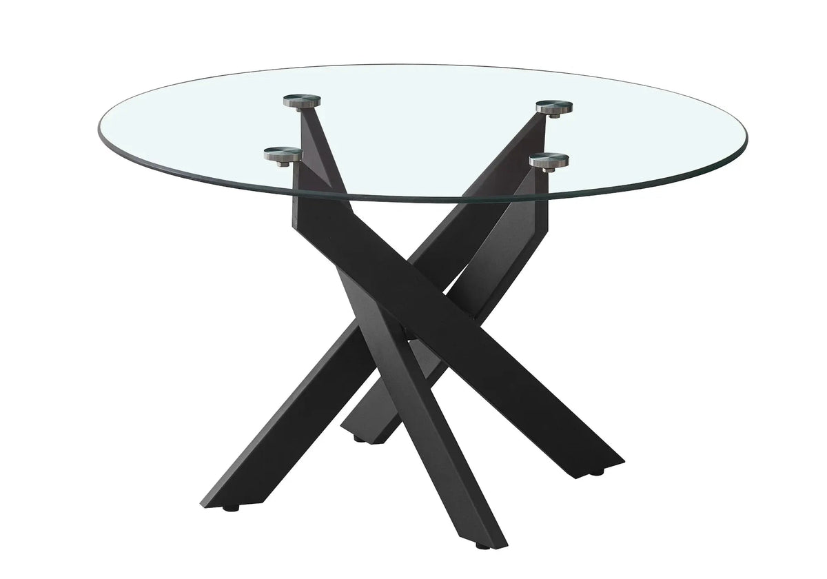 Table basse ronde verre trempé et acier noir | Koda