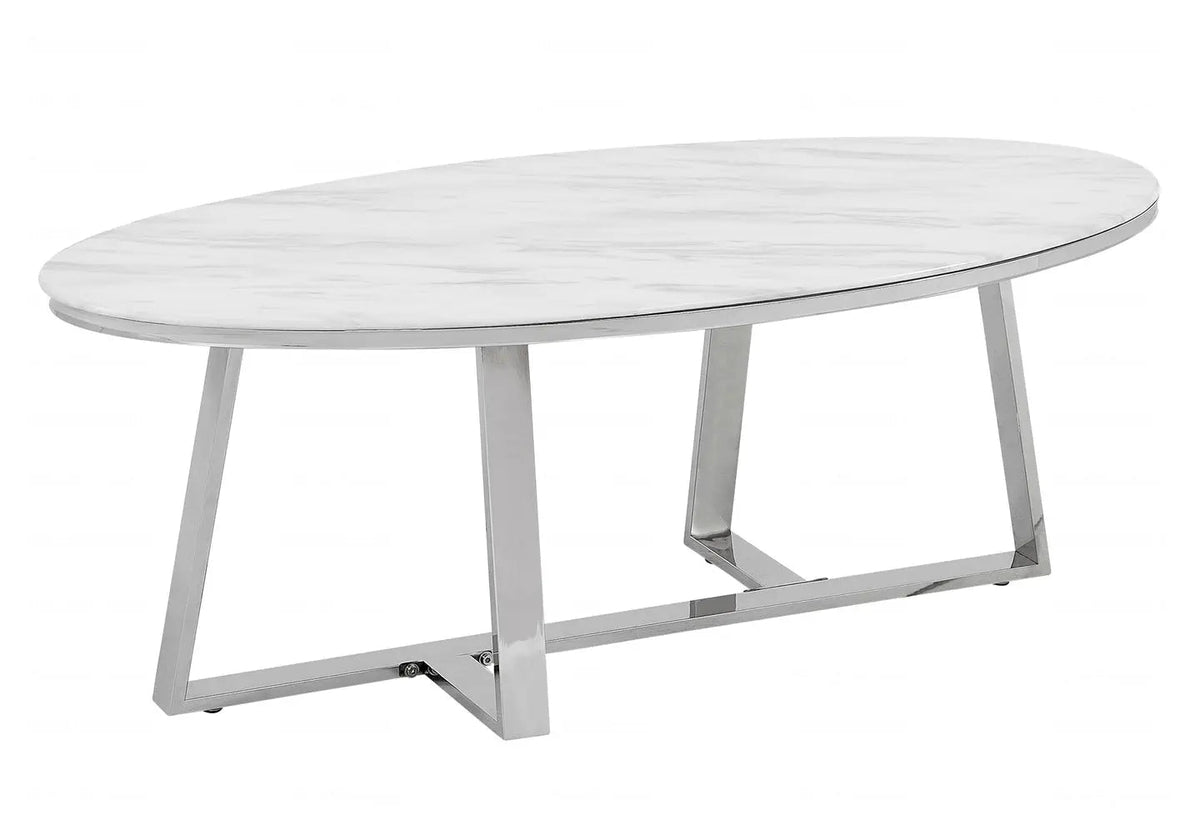 Table basse design verre effet marbre blanc | Vesper