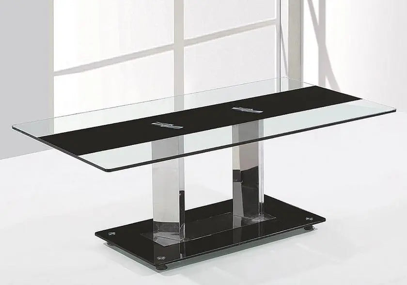 Table basse design verre trempé noir et chromé | Niva
