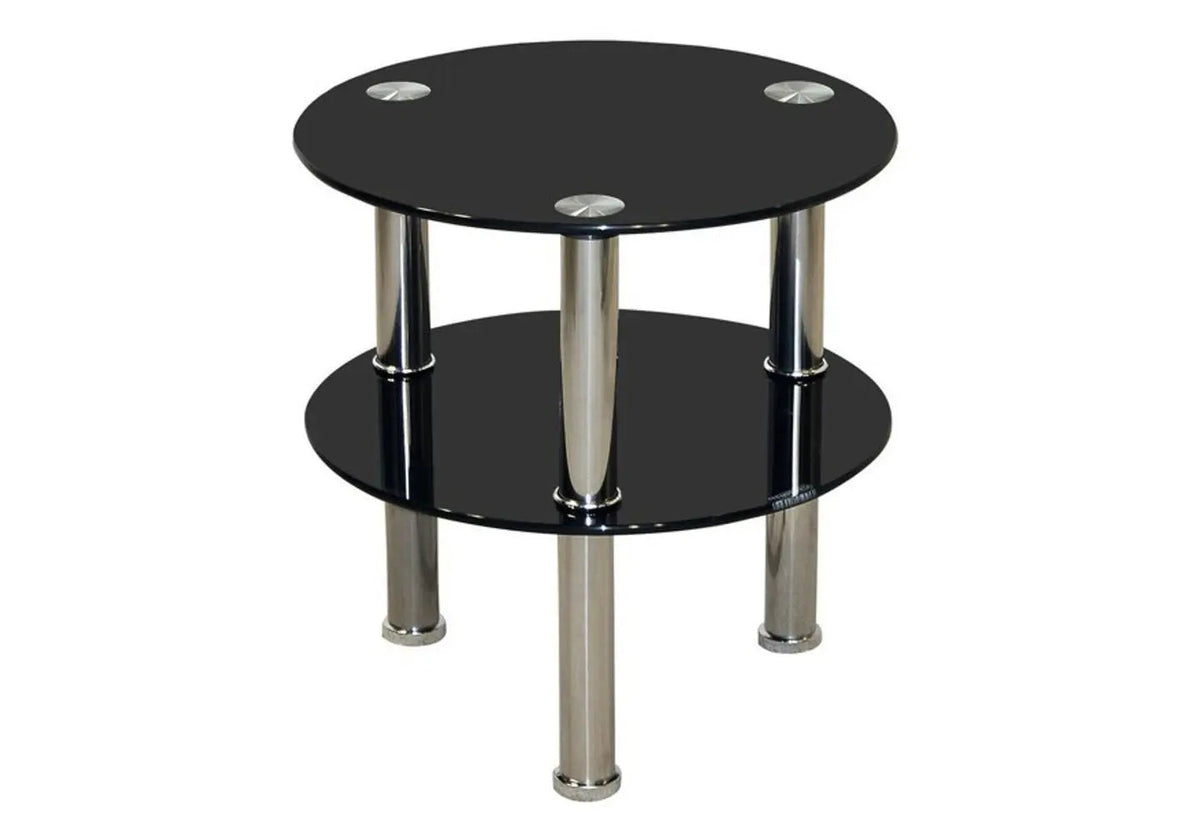 Table d'appoint verre trempé noir et chromé | Zane