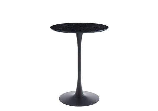 Table de bar ronde noire finition marbre noir | Zyra