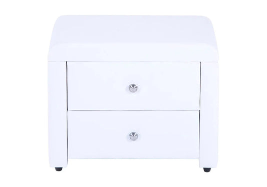 Table de chevet simili blanc avec 2 tiroirs | Cora
