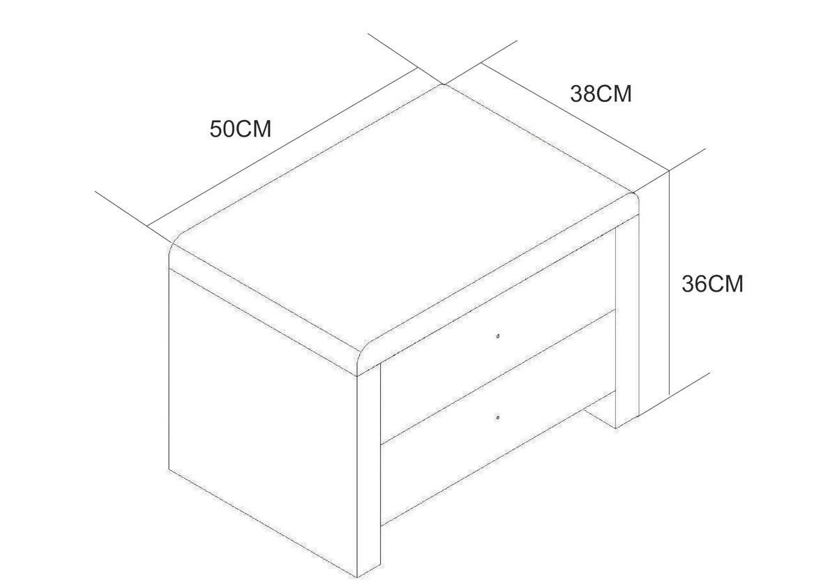 Table de chevet simili noir avec 2 tiroirs | Cora