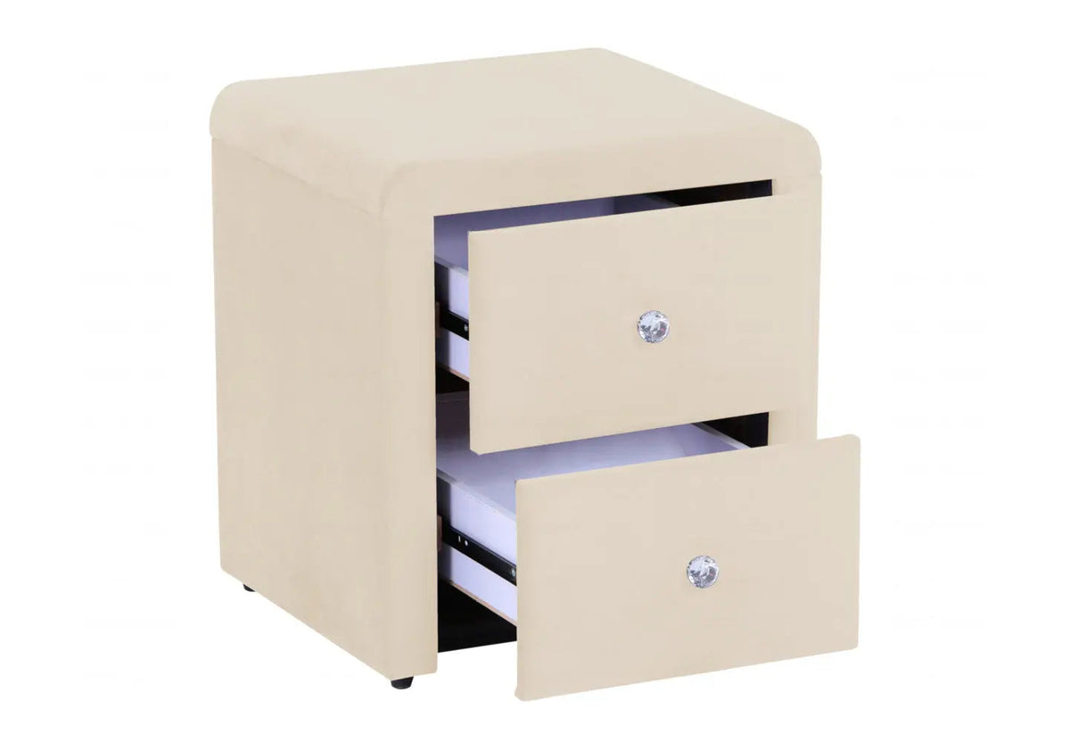 Table de chevet en beige avec 2 tiroirs | Cora