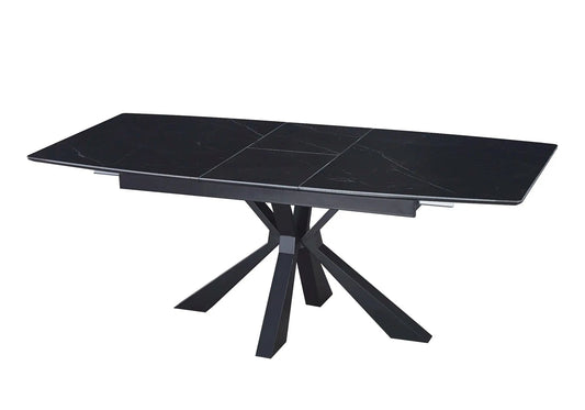 Table extensible céramique noir et marbre blanc | Solvix