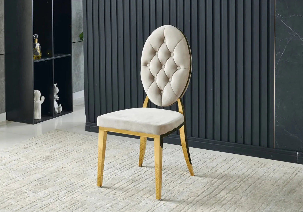 Ensemble table extensible dorée avec 4 chaises | Vexa