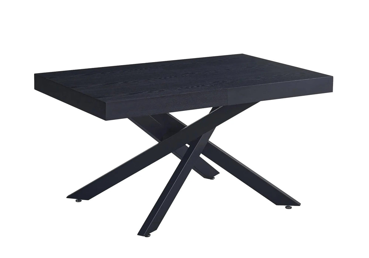 Table à manger extensible noire et bois moderne | Varek