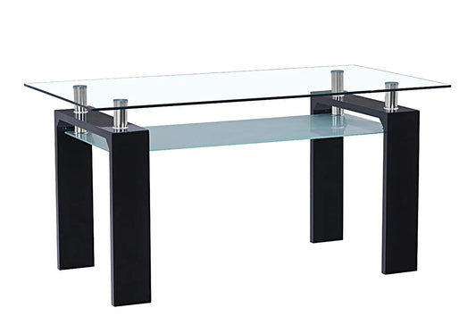 Table à manger laquée noire et 6 chaises grises | Elora